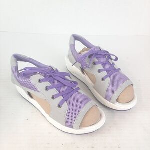🛍Purple Gray Cutout Lace-Up Sandals Women Summer Peep Toe Size 42 Or 10US